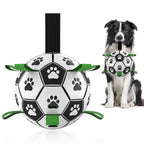 Interactive Dog Soccer Ball Toy with Nylon Tabs – Inflatable Football Training Ball for Large Dogs, Outdoor Fetch & Water Play Toy
