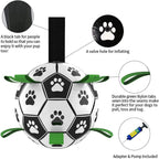 Interactive Dog Soccer Ball Toy with Nylon Tabs – Inflatable Football Training Ball for Large Dogs, Outdoor Fetch & Water Play Toy