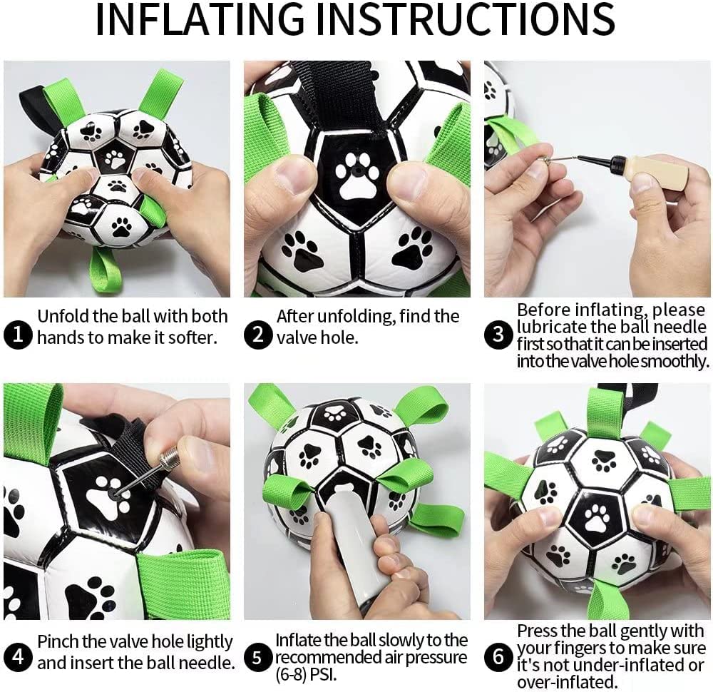 Interactive Dog Soccer Ball Toy with Nylon Tabs – Inflatable Football Training Ball for Large Dogs, Outdoor Fetch & Water Play Toy