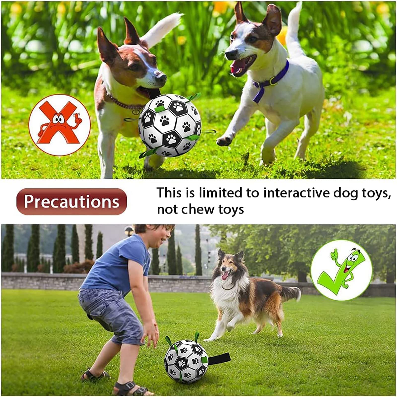 Interactive Dog Soccer Ball Toy with Nylon Tabs – Inflatable Football Training Ball for Large Dogs, Outdoor Fetch & Water Play Toy