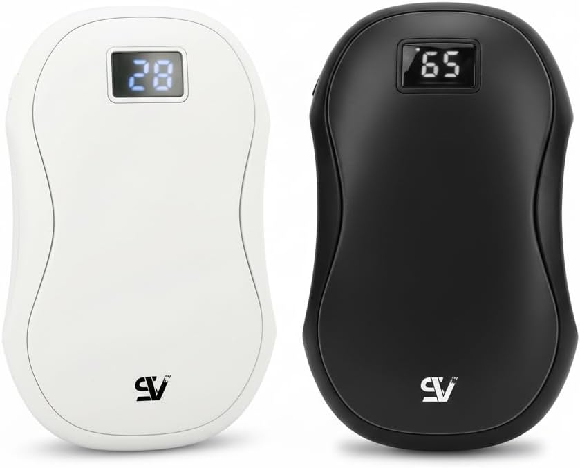 Rechargeable Hand Warmers, 2-Pack, Portable Electric with Digital Temperature Display, Battery Powered, ABS Plastic, Pocket-sized