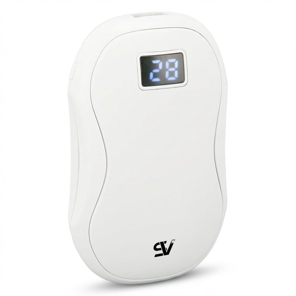 Rechargeable Electric Hand Warmer & Power Bank, 3-Gear Heat, Digital Display, Type-C Fast Charge, 13-Hour Battery, Pocket-Sized, ABS Plastic