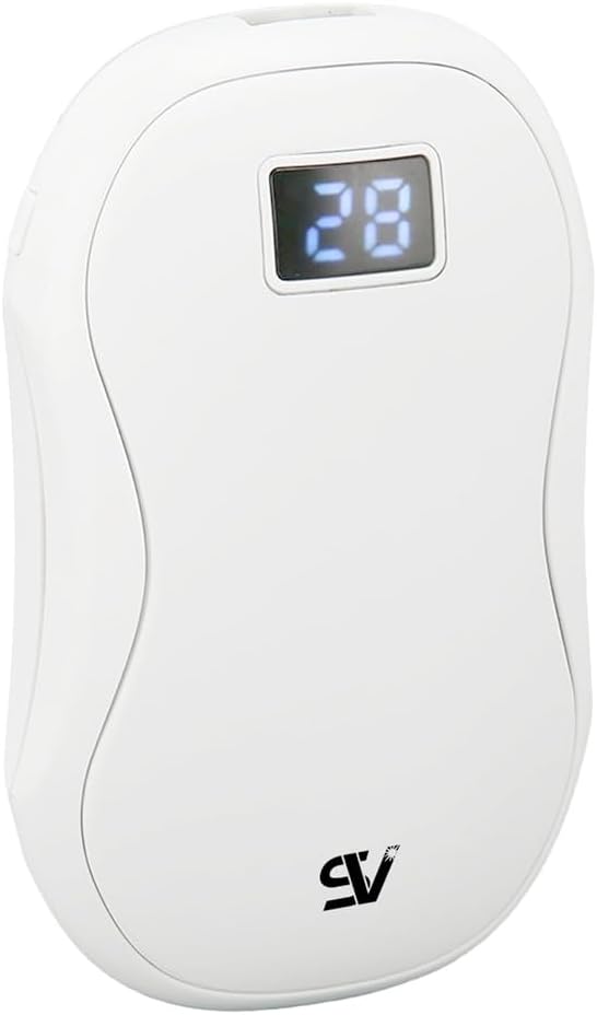 Rechargeable Electric Hand Warmer & Power Bank, 3-Gear Heat, Digital Display, Type-C Fast Charge, 13-Hour Battery, Pocket-Sized, ABS Plastic
