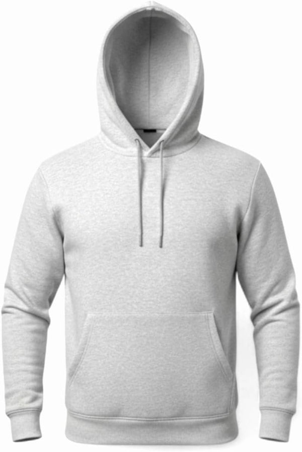 Men's Classic Grey Pullover Hoodie | Cotton Blend Fleece Sweatshirt with Kangaroo Pocket