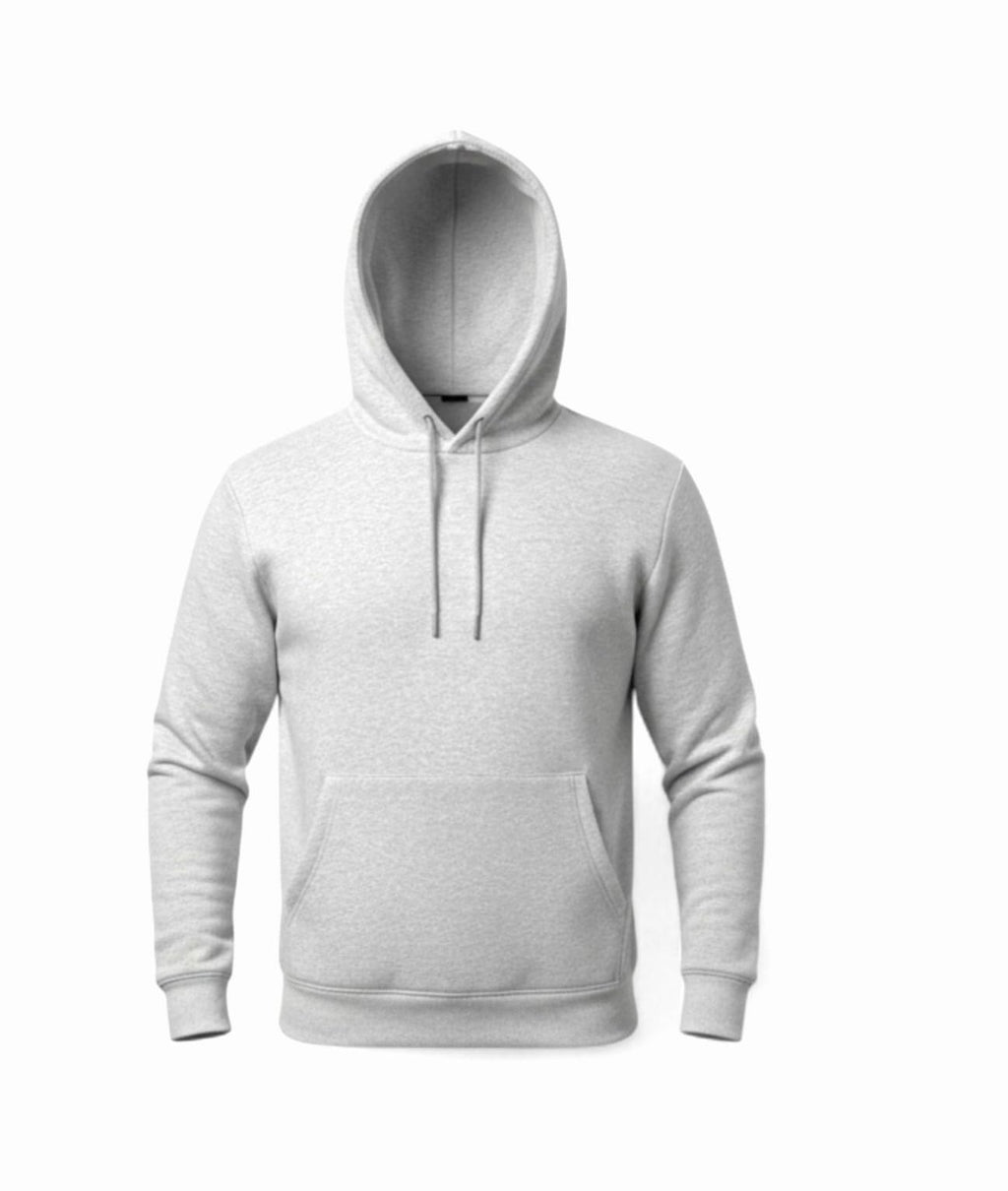 Men's Classic Grey Pullover Hoodie | Cotton Blend Fleece Sweatshirt with Kangaroo Pocket