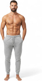 Men's Tapered Black Jogger Pants | Performance Fleece Track Bottoms with Cuffed Ankle