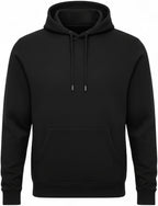 Men's Classic Black Pullover Hoodie | Cotton Blend Fleece Sweatshirt with Kangaroo Pocket