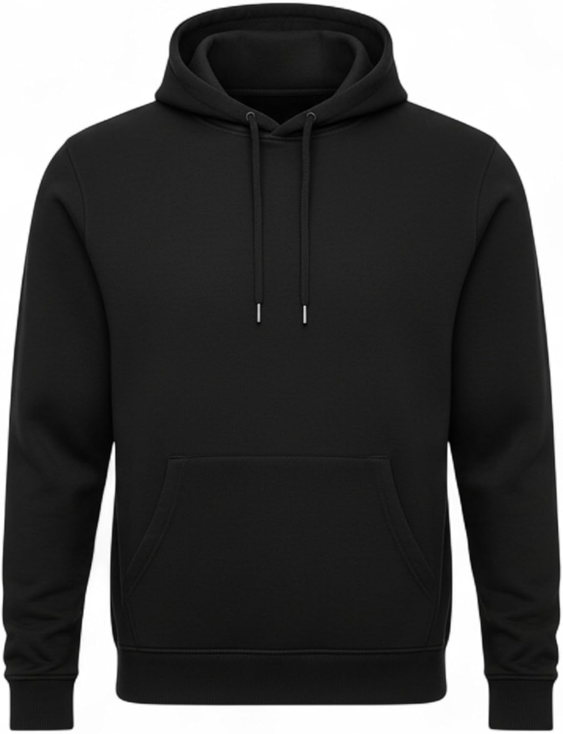 Men's Classic Black Pullover Hoodie | Cotton Blend Fleece Sweatshirt with Kangaroo Pocket