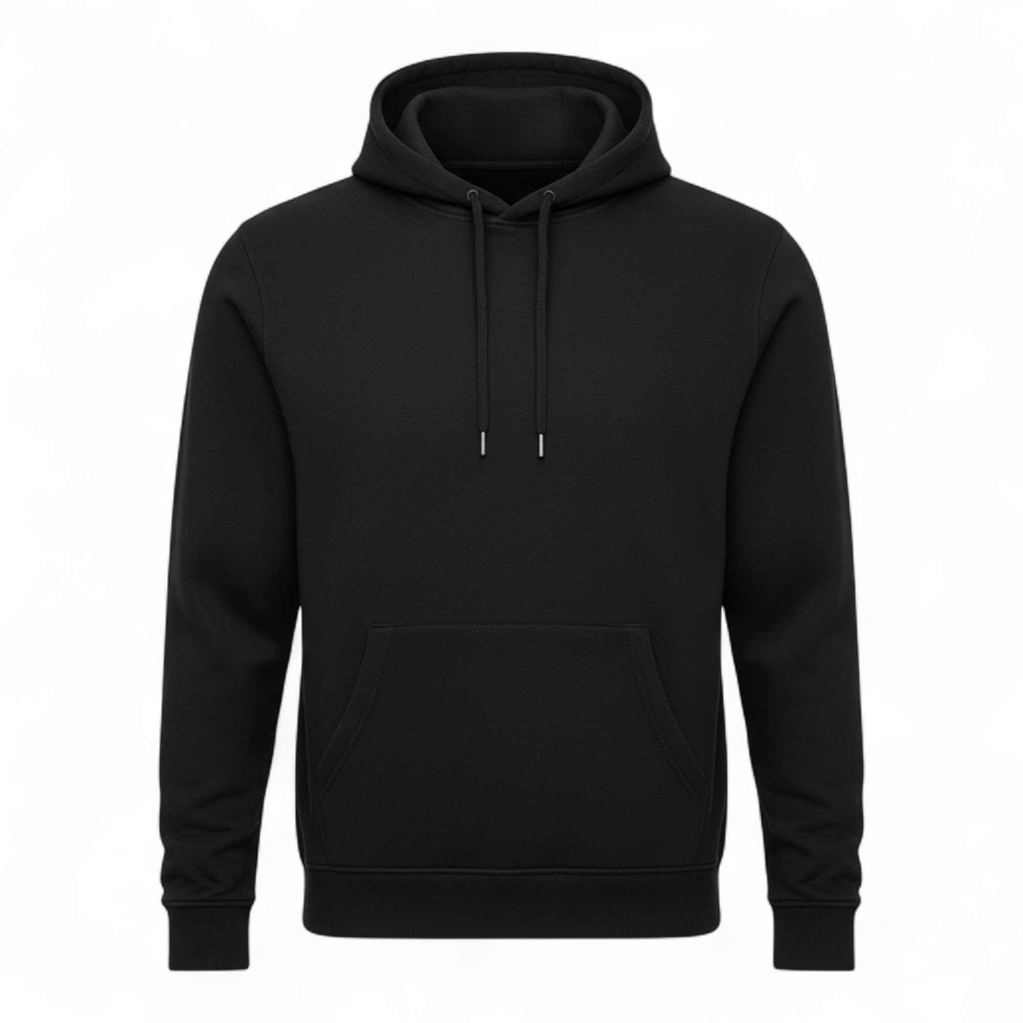 Men's Classic Black Pullover Hoodie | Cotton Blend Fleece Sweatshirt with Kangaroo Pocket