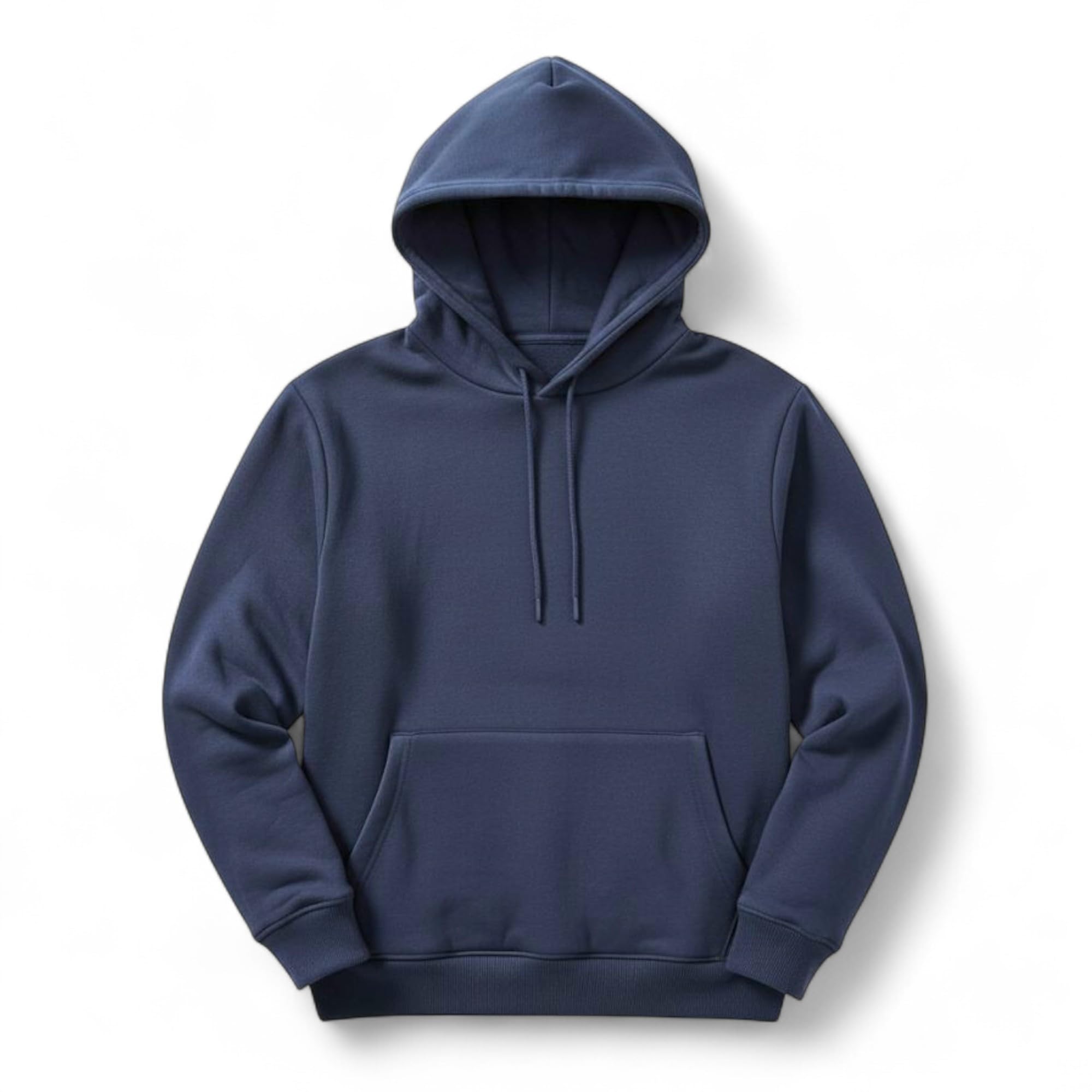 Men's Classic Navy Blue Pullover Hoodie | Cotton Blend Fleece Sweatshirt with Kangaroo Pocket