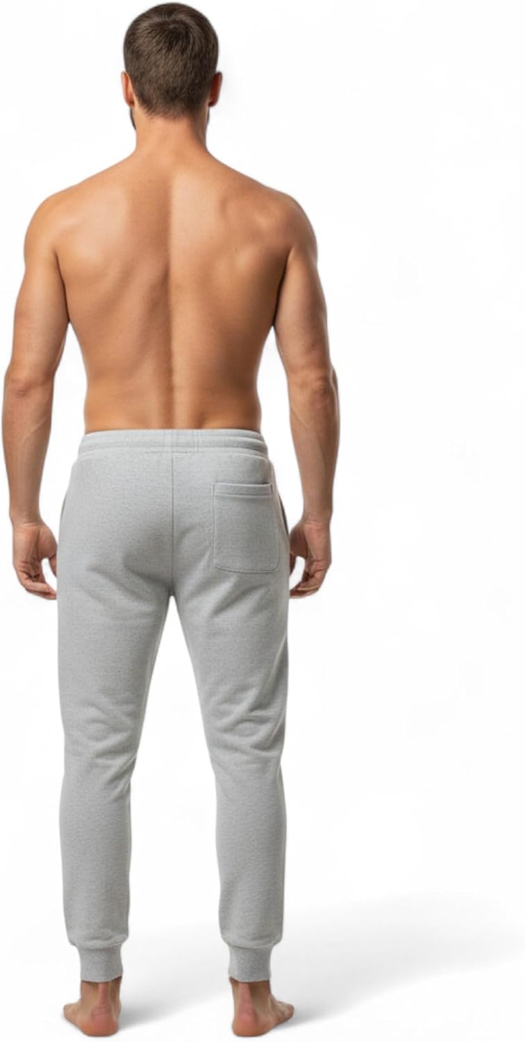 Men's Tapered Black Jogger Pants | Performance Fleece Track Bottoms with Cuffed Ankle