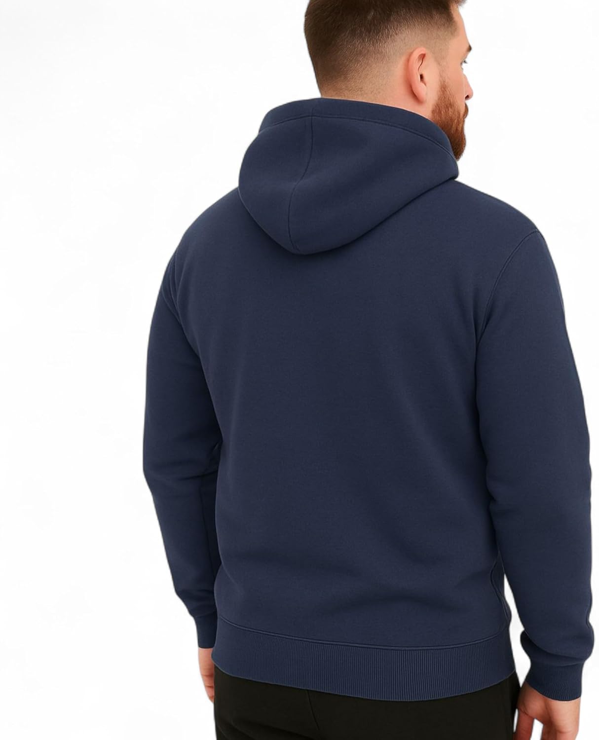 Men's Classic Navy Blue Pullover Hoodie | Cotton Blend Fleece Sweatshirt with Kangaroo Pocket