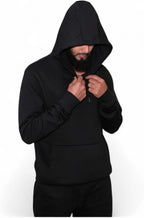 Men's Classic Black Pullover Hoodie | Cotton Blend Fleece Sweatshirt with Kangaroo Pocket