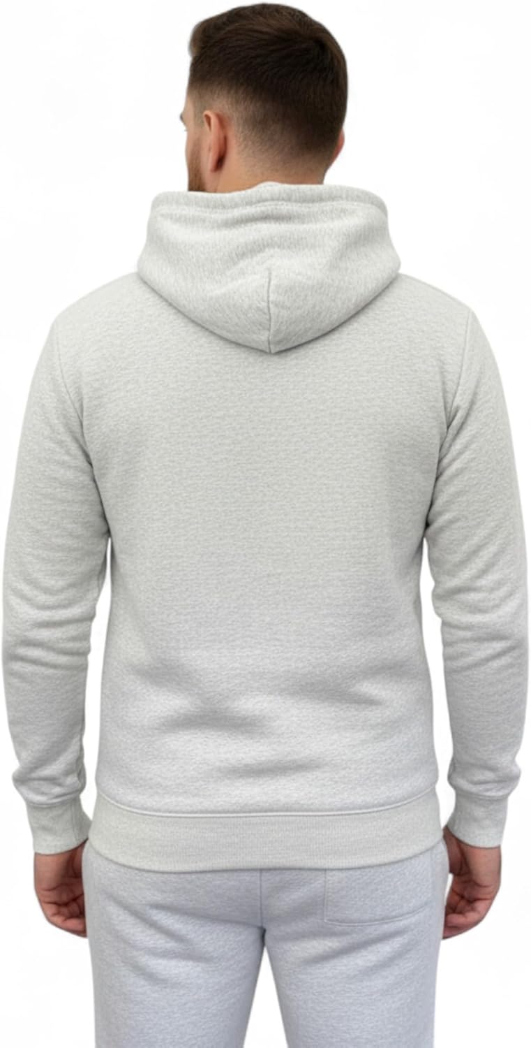 Men's Classic Grey Pullover Hoodie | Cotton Blend Fleece Sweatshirt with Kangaroo Pocket