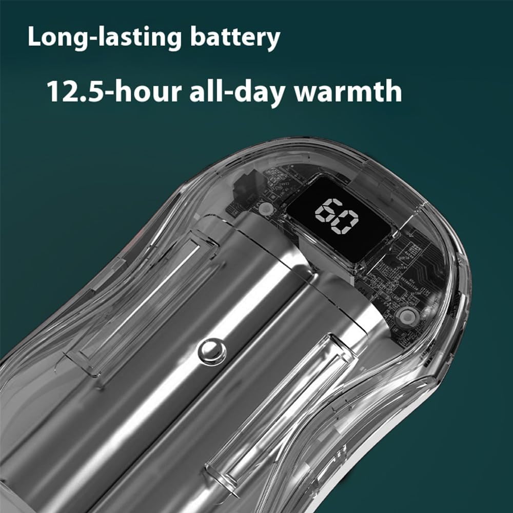 Rechargeable Electric Hand Warmer & Power Bank, 3-Gear Heat, Digital Display, Type-C Fast Charge, 13-Hour Battery, Pocket-Sized, ABS Plastic