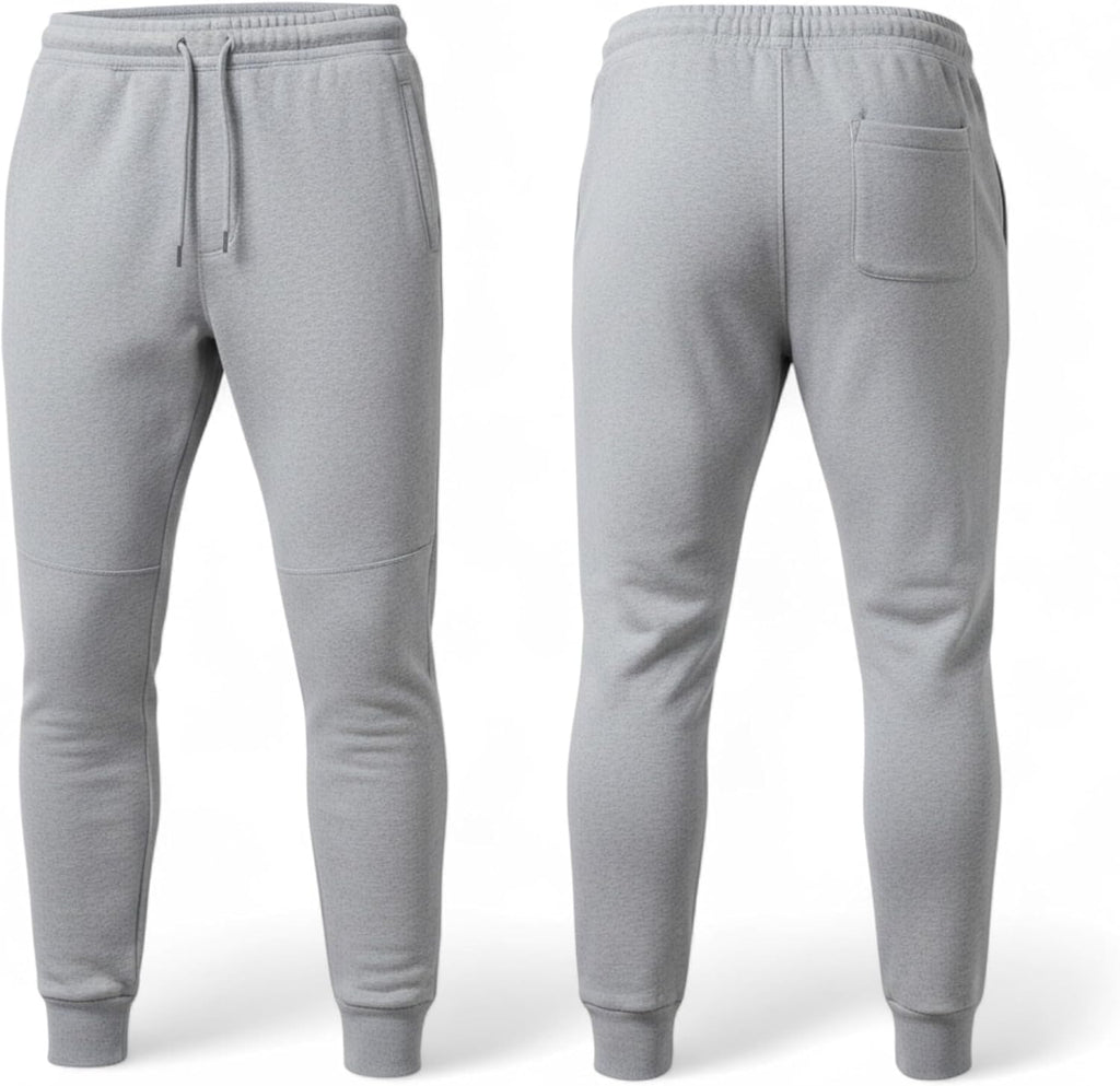 Men's Tapered Black Jogger Pants | Performance Fleece Track Bottoms with Cuffed Ankle