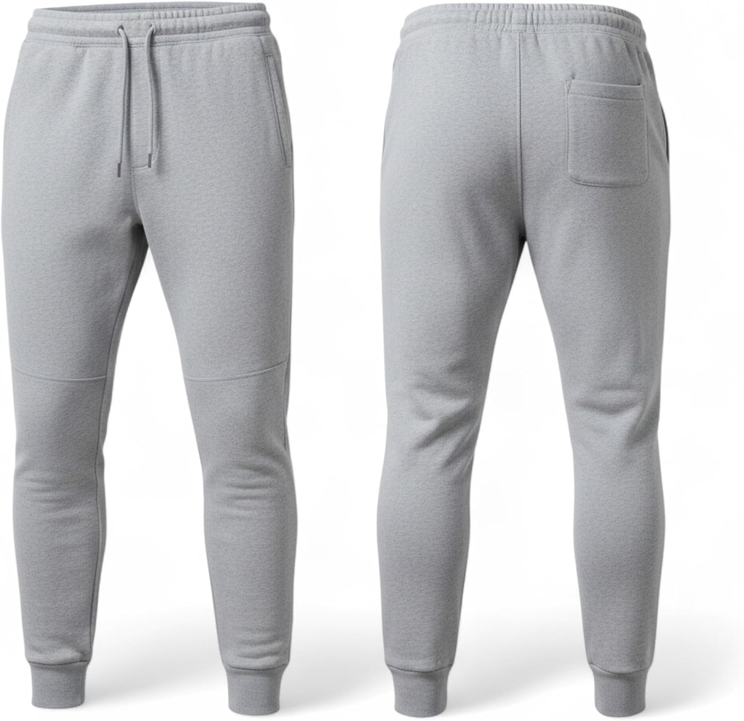 Men's Tapered Black Jogger Pants | Performance Fleece Track Bottoms with Cuffed Ankle