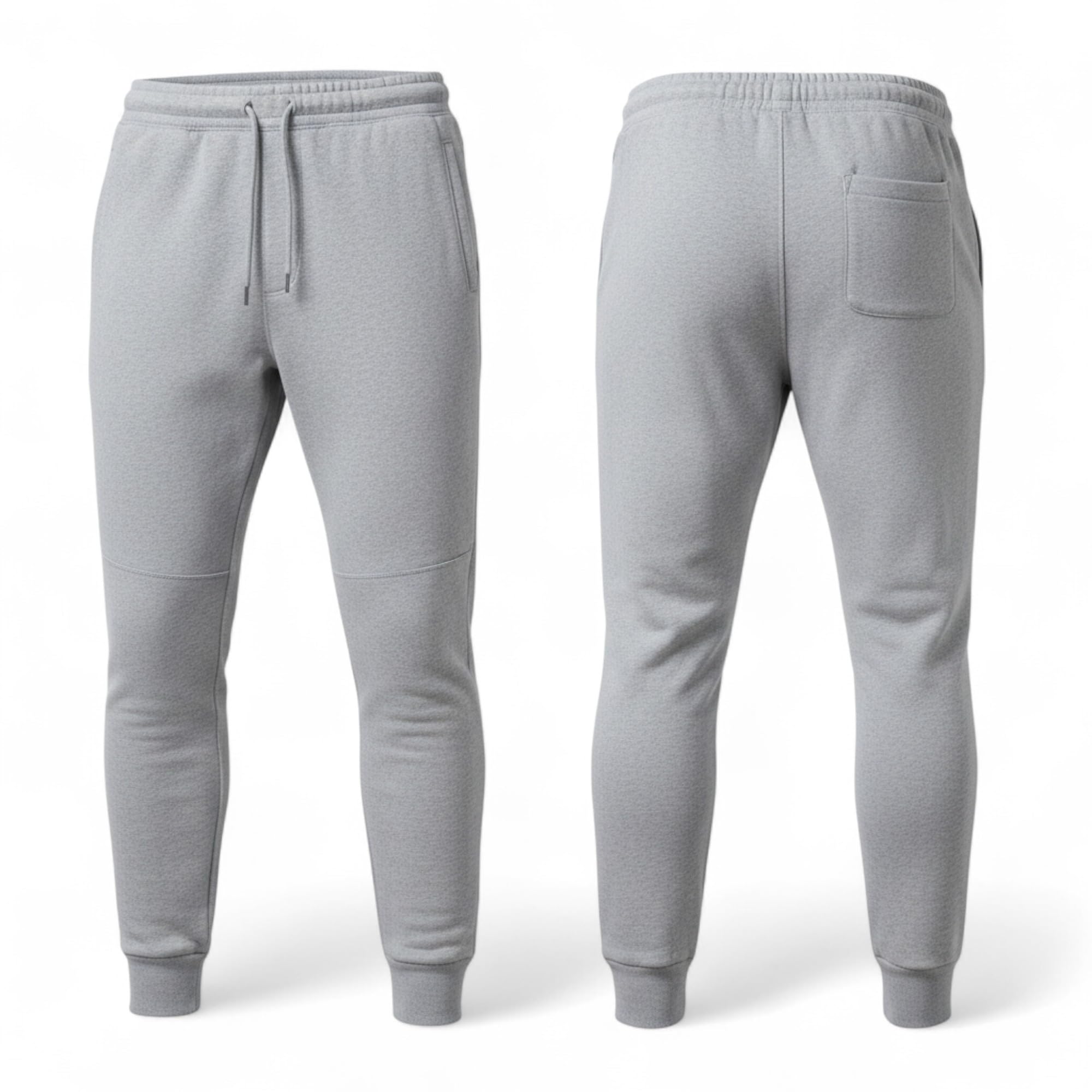 Men's Tapered Black Jogger Pants | Performance Fleece Track Bottoms with Cuffed Ankle