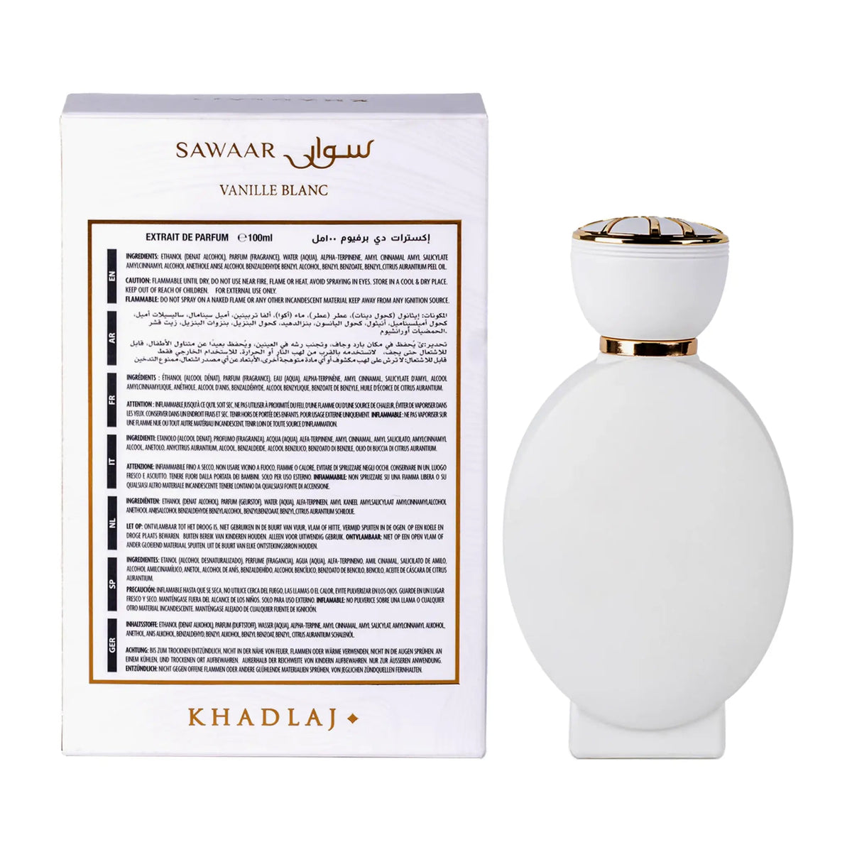 Sawaar Vanille Blanc Extrait de Parfum 100ml Khadlaj