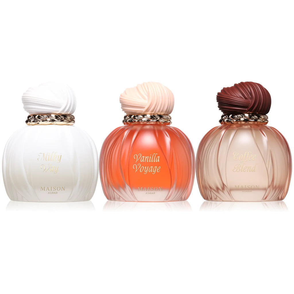 The Gourmand Trio Vanilla Voyage, Milky Way & Coffee Blend